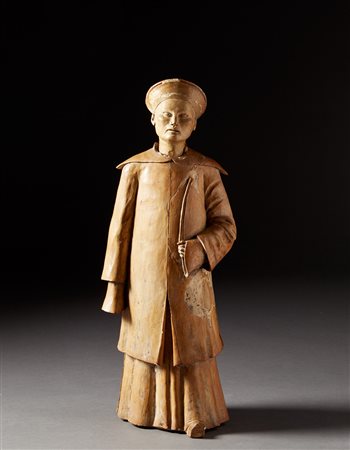 Arte piemontese sec. XVIII "Dignitario orientale" figura in terracotta (h. cm...