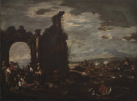 Graziani Francesco Ciccio (1660 - 1710) (attr.)"Scena di battaglia con...