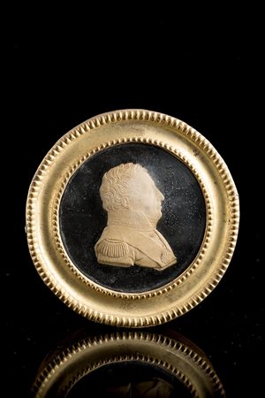 Amedeo Lavy (Torino 1777 - 1864) "Carlo Felice" profilo in stucco (d. cm 5)...