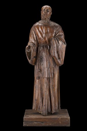 Arte dell'inizio del sec. XVIII "Frate francescano" scultura in legno (h. cm...