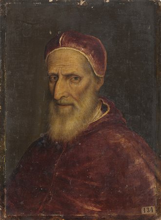 Ignoto "S.Pio V" olio su cartone (cm 25,5x19) In cornice (difetti) Unknown...