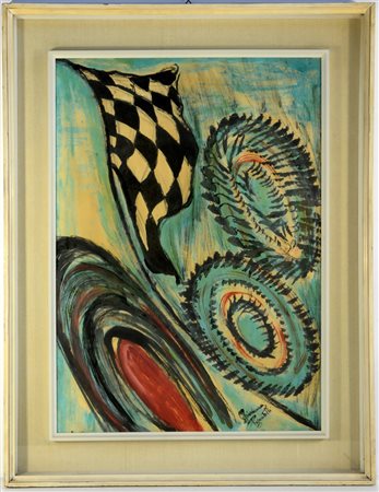 Giovanna Pignatelli "Monza 1976". Tecnica mista (cm 70x50). Firmato in basso...