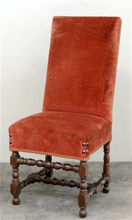 Poltrona a rocchetto rivestita in velluto