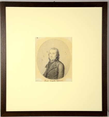 Pietro Ermenj "Prete Luigi Tanzini" disegno a matita su carta (cm 22.5x18)...