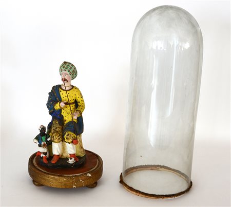 Manifattura del sec. XX "Turco con servitore" scultura in terracotta...