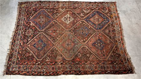 Tappeto Shiraz, Persia fine secolo XIX. Disegno geometrico policromo su fondo...