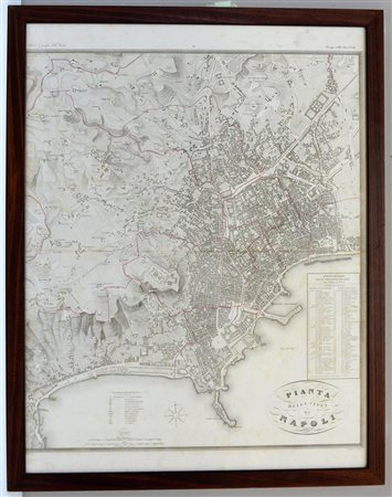 Stampa raffigurante pianta di Napoli (cm 74x57). In cornice (lievi difetti)