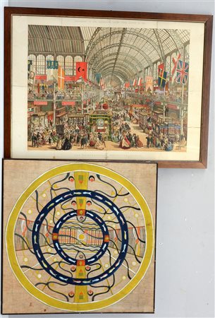 Lotto composto da una stampa a colori e un dipinto orientale. In cornici