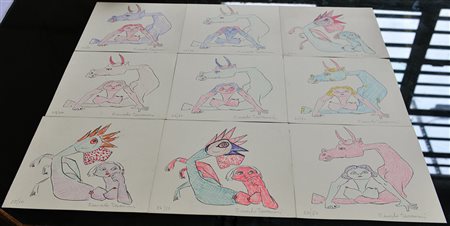 Tavernari Lotto composto da nove litografie (cm 19x20) tirature diverse,...