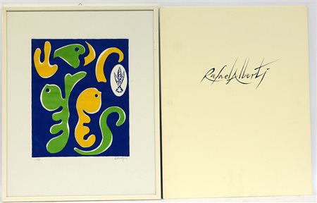 Rafael Alberti (1902 - 1999) "La donna lucertola" 1972, acquatinta a colori,...