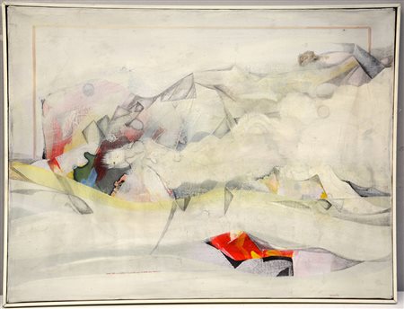 Massimo Radicioni "L'ultima luna" 1972, tecnica mista su tela (cm 45,2x59,6),...