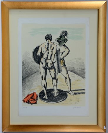 De Chirico Giorgio (Volos 1888 - Roma 1978) "Lottatore" litografia, prova...