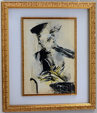 Brindisi Remo (Roma 1918 - Lido di Spina 1996) "Figura", tempera su carta (cm...