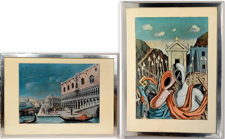 Lotto composto da due riproduzioni litografiche di opere di Giorgio De...