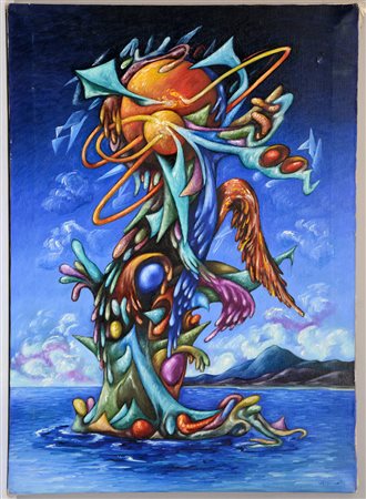 Naimo Nicola "N.Y. 1993" olio su tela, firmato e datato al verso e titolato e...