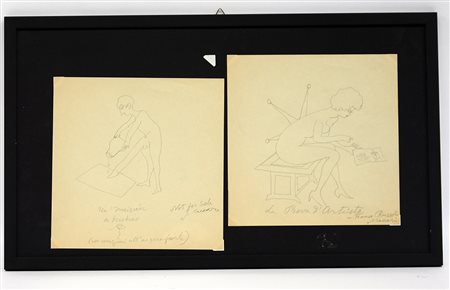 Maccari Mino (Siena 1898 - Roma 1989) due disegni, matita su carta (cm 21x21...