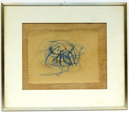 Ignoto pastello su carta applicata su tela, firmato in alto a destra...