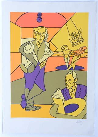 Valerio Adami (Bologna 1935) "Senza titolo", serigrafia (cm 100x70). Firmata...