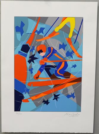 Ugo Nespolo (Mosso Santa Maria 1941) "Senza titolo" serigrafia (cm 70x50),...