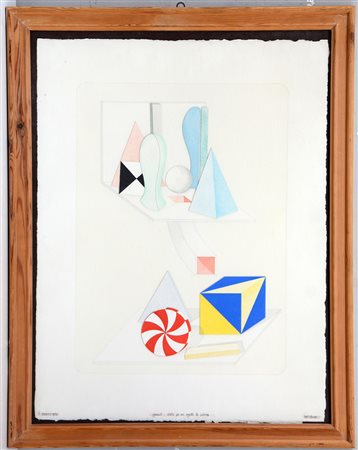 Ignoto "Studio per un oggetto da interno" Composizione su carta firmata in...