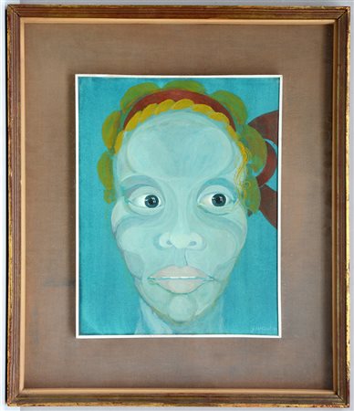 Gioxe De Micheli (Milano 1947) "Il volto" 1969 Olio su tela (cm 45x35)...