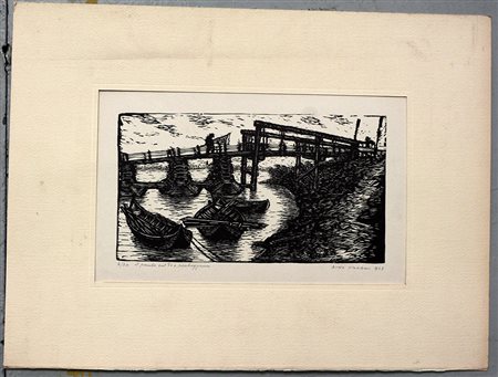 Villani Dino (Mogara (VR) 1896 - Milano 1989) "Il ponte sul Po" 1929,...