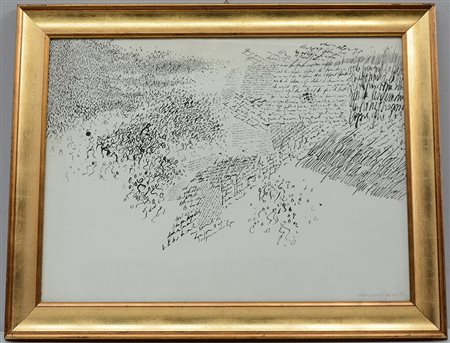 Bernard Quentin (1923) "Senza titolo" china su carta, 1961 (cm 57x77) firmato...