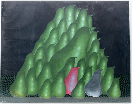 Pozzati Concetto (VÚ Vecchio 1935) "Pere", serigrafia e collage (cm 68x86)...