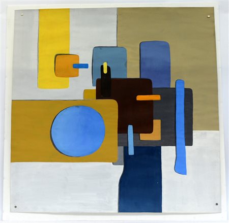 Ignoto "Senza titolo" tempera su carta (cm 90x90) in cornice (difetti)