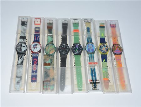 Lotto composto da otto orologi da polso di marca Swatch, meccanismo al...