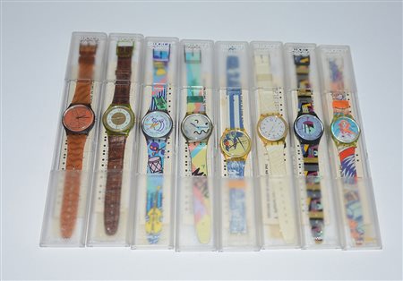 Lotto composto da otto orologi da polso di marca Swatch, meccanismo al...