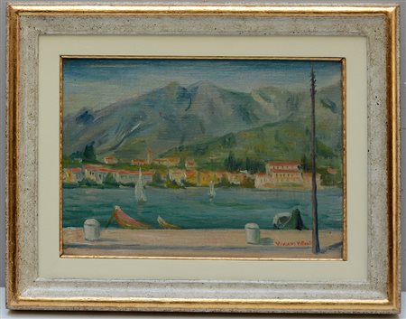 Viviani Vittorio. "Veduta di Lecco" olio su cartone telato (cm 25x34) firmato...