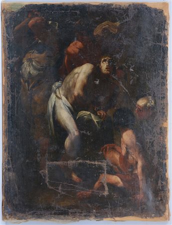 Scuola veneta del XVIII secolo "Flagellazione di Cristo" olio su tela (cm...