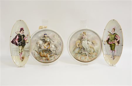 Lotto composto da due piatti in porcellana manifattura Laveno decorati a...