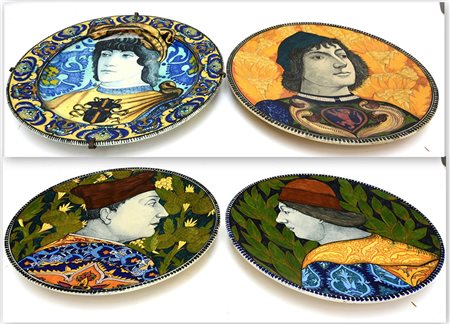 T. Castellani, Roma fine del sec. XIX. Lotto composto da quattro piatti in...