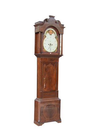 Grandmother clock con cassa in mogano e filettata in acero. Quadrante in...