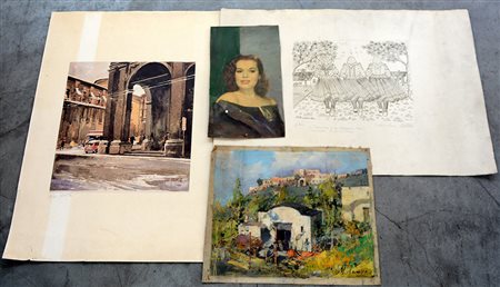 Lotto composto da numerose grafiche di autori differenti a alcuni dipinti...