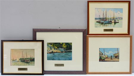 Marcello Avolio Lotto di otto acquerelli di soggetto e dimensioni differenti,...