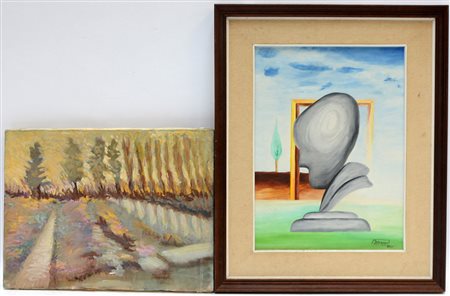 Lotto composto da un dipinto ad olio in cornice firmato Matussich, e uno...