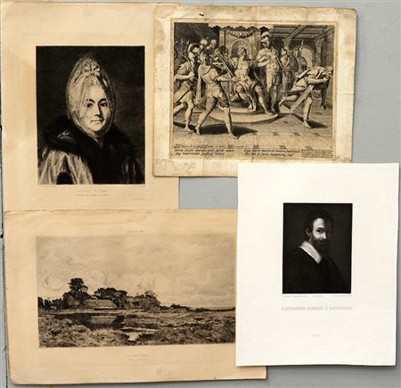 Lotto di numerose incisioni di soggetto, epoca e dimensioni differenti (difetti)