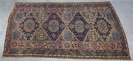 Tappeto Sumak, fine sec. XIX disegno a quattro medaglioni nei toni del blu,...