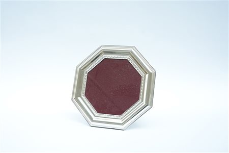 Cornice portafoto ottagonale in lamina d'argento (cm 32x32) (lievi difetti)