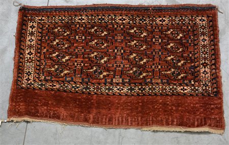 Tchuval, Borsa Yonut, Turkestan occidentale inizio sec. XX. Disegno a gul su...