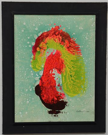 Contenotte "Senza titolo", tecnica mista su tela (cm 80x60), firmato e datato...