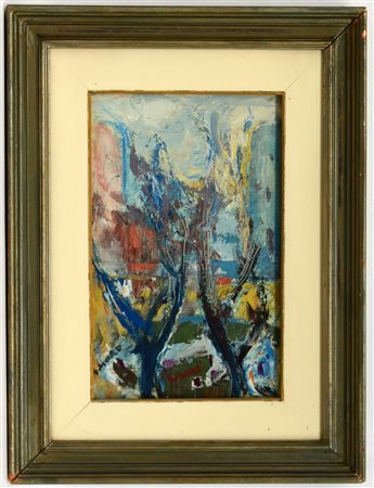 Moro Gino (Milano 1901 - 1977) "Paesaggio" olio su tela (cm 40x25) firmato in...
