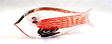Manifattura di Murano, grande scultura raffigurante pesce in vetro, decorata...