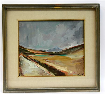 Riva "Paesaggio" olio su tela (cm 30x35) firmato in basso a destra. In...