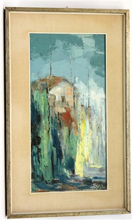 Barbalonga Aurelio. "Motivo campestre" olio su tela (cm 60x30), firmato in...