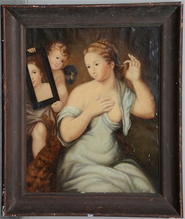 Ignoto, "Allegoria" olio su tela (cm 77x63). In cornice