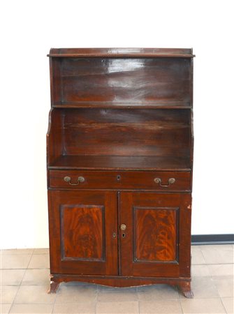 Piccola libreria in mogano a due vani a gioro nella parte superiore e un...